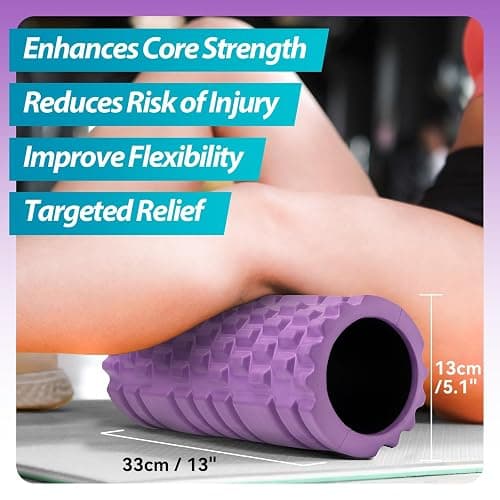 Krightlink Foam Roller for Muscle Massager, Patented 13" High Density Exercise Roller for Muscle and Myofascial Trigger Point Release, Yoga, Back Roller for Fitness, Yoga (Purple) thumbnail 3