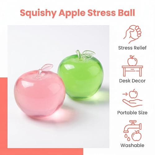 Mtbricey 2 PCS Apple Squishy Fidget Toys Stress Balls Squeezy Squishies Fruit Sensory Stress Relief Toys for Adults Anxiety Relief Desk Toy Realistic Soft Squeeze Fruit Fidget thumbnail 3