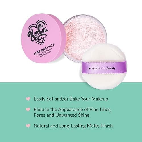Kimchi Chic Beauty Puff Puff Pass Set and Bake Setting Powder for Makeup, Extra Fluffy Loose Face Powder Poof, Soft Natural Face Makeup for Uneven Skin Tone, 09 Pink thumbnail 2