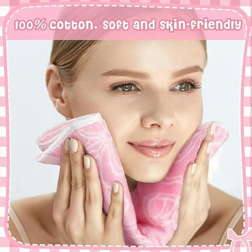 SmoothNovelty 6 Pcs Pink Bow Washcloths 100% Cotton Wash Cloths 13" x 13" Coquette Small Face Towels Absorbent Soft Hand Bath Towels for Bathroom, Spa, Kitchen Drying Cleaning (Classic Style) thumbnail 5