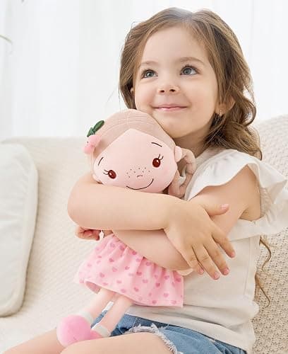 GAGAKU 40 cm Weiche Stoffpuppe, Schutzengelpuppen, Taufgeschenk für Baby Mädchen, Kuscheltier, Glücksbringer für Kinder von 3-5 Jahren (40cm Kirschmädchen) thumbnail 6
