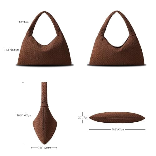 Vegan Leather Woven Tote, Vintage Suede Hobo, Suede Woven Purse, Large Leather Shoulder Bag Braided Hobo thumbnail 5