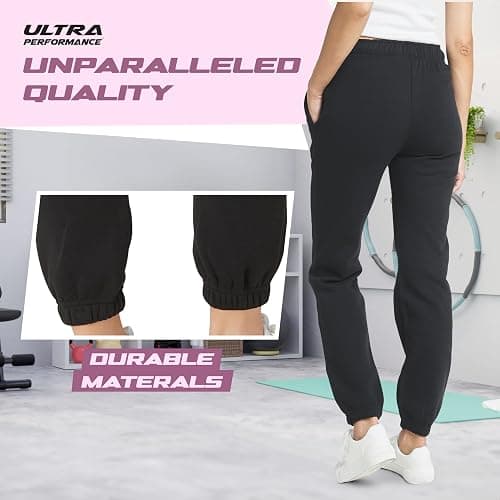 Ultra Performance Womens Sweatpants 3 Pack Cotton Joggers Women's Fleece Sweats Gym & Workout Pants for Women thumbnail 4