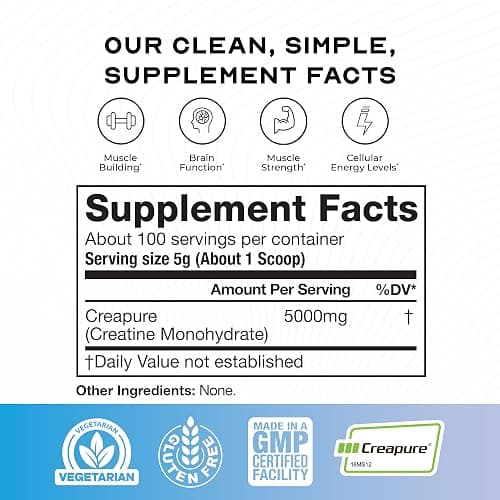 Muscle Feast Creapure Creatine Monohydrate Powder, Vegan Keto Friendly Gluten-Free, Mass Gainer, Muscle Recovery Supplement and Trusted Creatine for Muscle Growth, Creatine Powder, Unflavored, 500g thumbnail 2