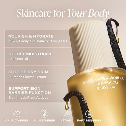 Saltair Body Oil. Luxurious Salt Water Vanilla After Shower and Bath Oil Moisturizer for Women and Men. Botanical, Non-Greasy, and Well-Absorbing Lotion for Hydrating Dry Skin. 4oz Pump Bottle thumbnail 3