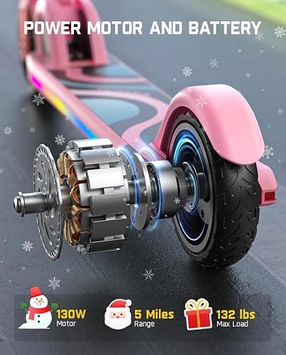 FanttikRide C9 Pro Kids Electric Scooter Ages 8-12, Colorful Rainbow Lights, E-Scooter for Kids 3.9-5.2 ft, 132 lbs, 5 Miles Range, Up to 40 min Ride Time, 5/8/10 MPH, 3 Adjustable Heights thumbnail 8