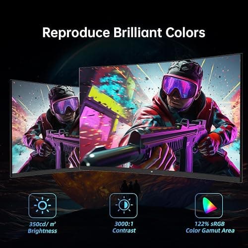 KTC 32 Inch Curved Gaming Monitor, FHD 1080P 165Hz PC Monitor, 1500R, 122% sRGB with HDR, FreeSync Premium, HDMI 2.0x2, DisplayPort 1.4, VESA Compatible, Tilt Adjustable, Eye Care, H32S17C thumbnail 4