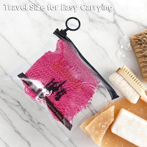 SubSahara Authentic African Net Sponge - 2 Pack Exfoliating Bath & Shower Loofah Sponge for Body & Face, Gentle Scrubber for All Skin Types, Travel, Durable (Dark Pink & Light Pink) thumbnail 5
