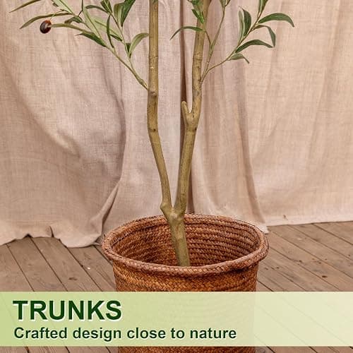 VIVATREES Artificial Olive Tree, 6FT Tall Faux Olive Tree with Pot, Artificial Plants with Natural Wood Trunk and Lifelike Fruits for Home Office Decor thumbnail 5