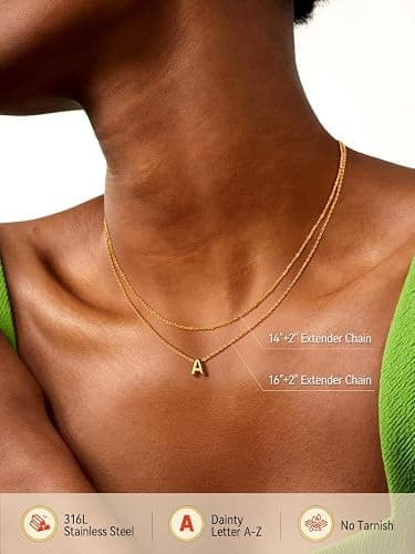 FaithHeart Layered Initial Necklaces for Women - Dainty Non Tarnish Gold/Silver Letter A-Z Necklace Stack Womens Small Initial Necklace Adjustable 16"- 18" Birthday Personalized Jewelry Gifts thumbnail 3