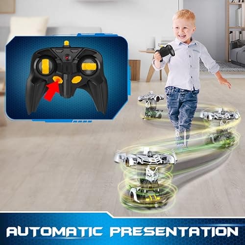 FDJ Remote Control Car - Transform Toys Car Robot, One Button Deformation to Robot with Flashing Light, 2.4Ghz 1:18 Scale Transforming Police Car Kids Toys with 360 Degree Rotating, Girls Boys Toys thumbnail 7