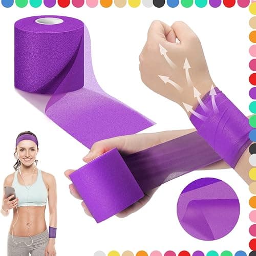 Nuanchu 12 Pcs Foam Prewrap Athletic Tape 2.75inch x 30 Yards Sports Wraps Prewrap and Athletic Tape Pre Wrap Breathable Sports Pre Wrap for Running Hiking Hair(Assorted Colors) thumbnail 5