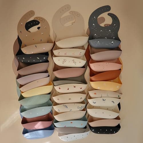 Mushie Baby Silicone Bib | Adjustable Fit Waterproof Bibs | Easy Wipe Baby Feeding Bibs | 4 Adjustable Sizes with Deep Front Pockets | 100% BPA and Phthalate Free thumbnail 7