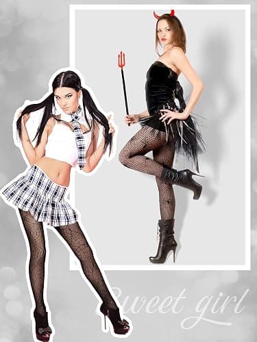 Ramede 6 Pairs Fishnet Stockings Women Lace Tights Patterned Thigh High Waist Goth Leggings Tight Pantyhose for Halloween thumbnail 6