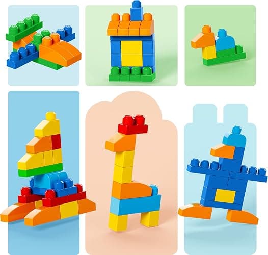 MEGA BLOKS First Builders Toddler Blocks Toys Set, Deluxe Building Bag with 150 Pieces and Storage, Creative Open-Ended Play, Blue, Ages 1+ Years (Amazon Exclusive) thumbnail 4