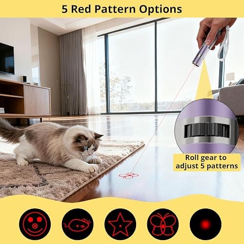 Cat Toy, Distinctive Purple Painted Metal Casing with Paw Print Design, USB Rechargeable, 3 Light Modes & 5 Adjustable Patterns,Interactive Chase Toy for Indoor Cat & Dog & Bird Training & Exercise thumbnail 3