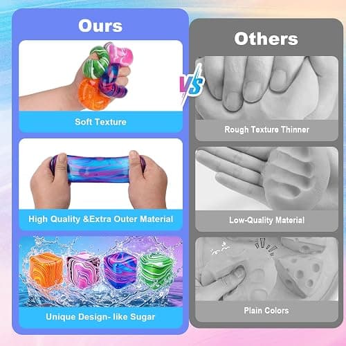 Squishies Stress Cube Toys,Adults Squishies Anxiety Relief Maltose Ball,Gel Filled Stretchy Stress Balls, Sensory Toy with a Super Solid Squish for Anxiety Relief Sensory & Focus (Orange) thumbnail 6