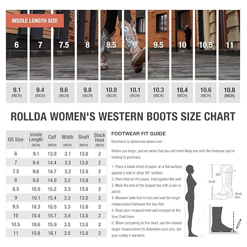 HISEA Rollda Cowboy Boots for Women Western Cowgirl Boots with Chunky Heel Ladies Snip Toe Mid-Calf Boots thumbnail 4