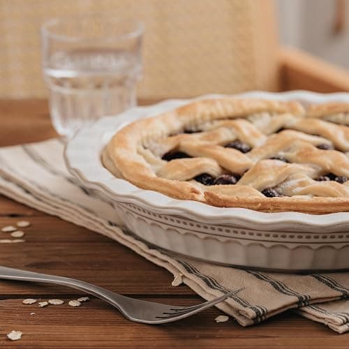 MIKIGEY Ceramic Pie Pan for Baking, 9 inch Pie Pans Set of 2, Round Pie Dish for Dessert Kitchen, Farmhouse Vintage Color Pie Plate, Oven & Dishwasher Safe, Off-White thumbnail 6