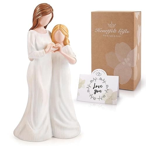 Mum Daughter Figurine Mother Daughter Figurine Mum Gifts Figures from Daughter, Close to Me Best Mum Gift for Mothers Day for Bride Present Hand-Painted Figurines Mum and Daughter (Beige) - Image 1