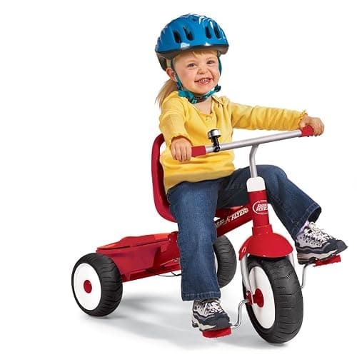 Radio Flyer Deluxe Steer & Stroll Kids Tricycle, Toddler Trike for Ages 2-5, Red thumbnail 9