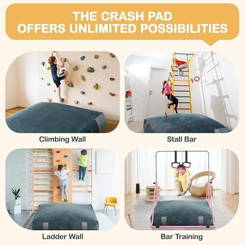 FINCOME 5'x 5' Crash Pads for Kids Sensory Gray Crash Pads with Foam Blocks Washable Velvet Cover Sensory Crash Pad for Climbing Gymnastics Sensory Pad for Sensory Tool, Schools, Sensory Therapy thumbnail 4