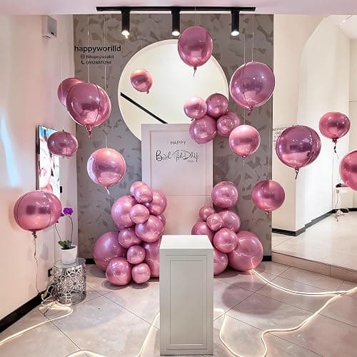 14 Pcs Pink Round Foil Balloons Light Baby Pink Metallic 4D Balloons | Pink Mylar Balloon Chrome for Pink Cute Halloween Christmas Birthday Baby Shower Anniversary Grad New Year Party Decorations thumbnail 4