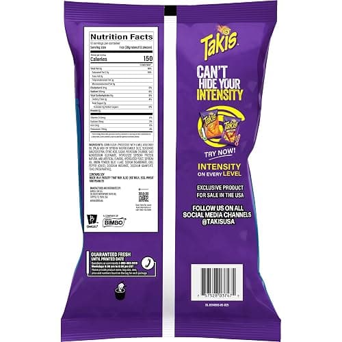Takis Blue Heat Rolled Tortilla Chips, 9.9oz Bag | Extremely Spicy Hot Chili Pepper Flavor, Corn Snack Chips, Individual Bags, Sharing Size thumbnail 4