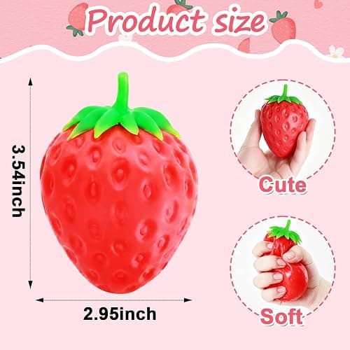 Strawberry Squishy, Strawberry Squishy Sensory Fidget Giant Jumbo Big Slow Rising Stress Ball Squeeze Toy Fruit Realistic for Relief, Adults Kids Gifts Party Favor (1pcs) thumbnail 2