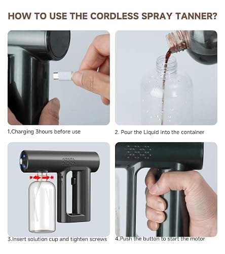 Upgraded Cordless Spray Tan Machine, Portable and Rechargeable Spray Tan Gun, USB Charge, Long Lasting Working Time, Spray Tanning Machine for Self Tanner Travel Beach Salon DIY Home Mobile Tan thumbnail 6