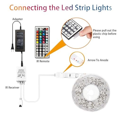 dalattin 32.8ft Led Strip Lights,RGB Led Lights for Bedroom Color Changing Light,Decoration for Bedroom Room Party,Halloween Decor with 44 Keys Remote,1 Roll of 32.8ft thumbnail 3