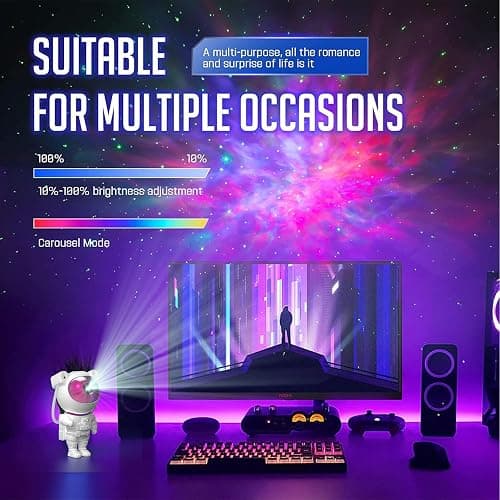 Mooyran Colorful Astronaut Galaxy Projector - Special Limited Edition Star Lights for Bedroom Astronaut Space Projector, Starry Ceiling Lamp with Timer & Remote, Adults Room Decor thumbnail 5