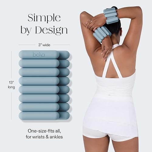 Bala Bangles Wrist & Ankle Weights for Women & Men - Adjustable Weighted Bands - Soft Silicone Arm & Leg Weights for Pilates, Yoga, Walking, Barre, Home Workout & Strength Training Exercise thumbnail 4