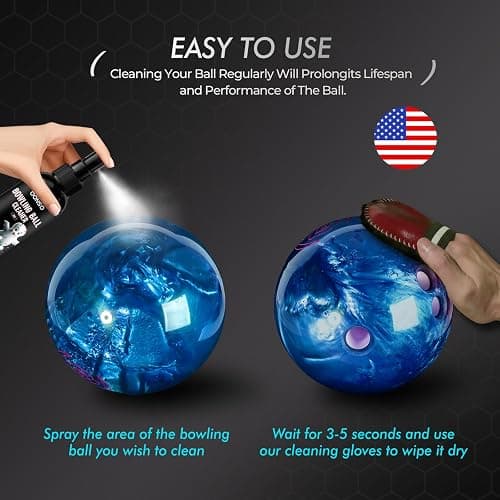 Bowling Ball Cleaner Spray - 1 Pack Bowling Cleaner Set with Cleaning Towel, Portable Bowling Accessories Kit - Removes Oil, Stains & Scuffs - Enhances Grip, Restores Tack & Prolongs Lifespan of Ball thumbnail 6