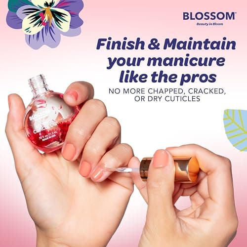 Blossom Cuticle Oil for Nails, Infused with Real Flowers, Rose, 0.5 fl. oz | Hydrating, Moisturizing, Scented Nail Oil Cuticle Care, Made in USA, Jojoba Vitamin, for Skin Flower Liquid, Stuff, Kit thumbnail 5