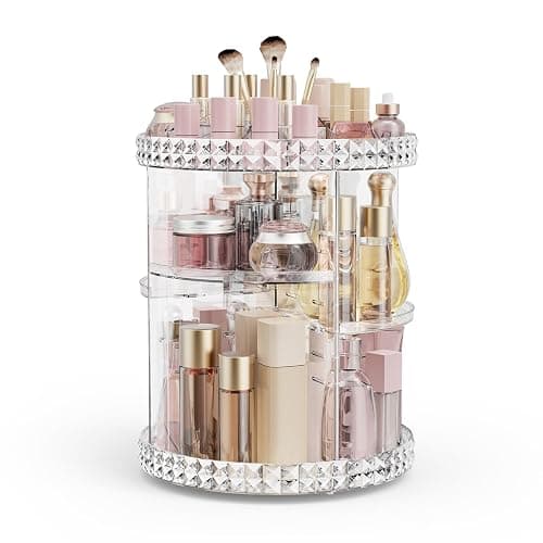 Rosoenvi Rotating Makeup Organizer, 360° Spinning Skincare Organizers, Adjustable Layer Cosmetic Storage Lazy Susan Makeup Organizers for Dresser Bathroom, Medium, Clear - Image 1