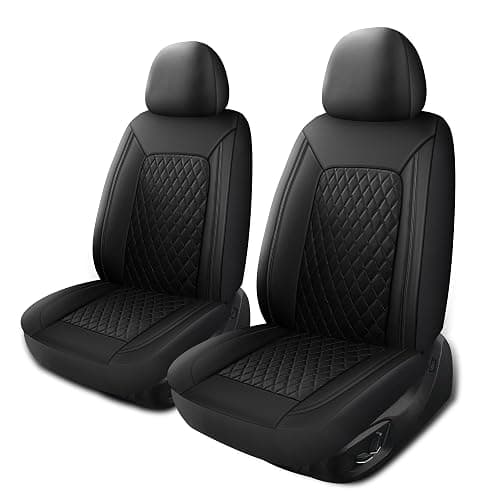 HChengkikz Car Seat Cover,Breathable and Waterproof Leather Seat Covers,Luxury PU Universal Fit Automotive Airbag Compatible for Cars Sedans SUV and Trucks(2 Pieces,Front Seat,Black,N1) - Image 1