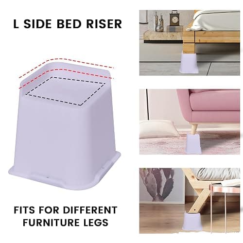 MYMULIKE Bed Risers 4 inch,6 inch, 8 inch, Oversized Furniture Risers, Support Up to 6000 Lbs, Lift 6 inch for Couch, Sofa, Table,Chair (White 4 Pack, 6 inch) thumbnail 3