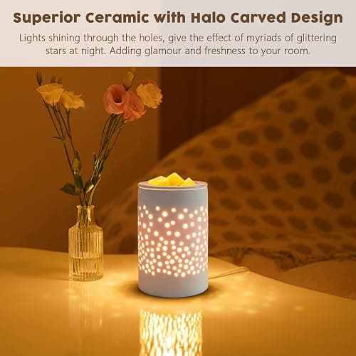 Bobolyn Ceramic Electric Wax Melt Warmer Candle Waxing Warmer Burner Melt Wax Cube Melter Fragrance Warmer- Ideal Gift for Wedding, Spa and Aromatherapy - A-halo House thumbnail 4