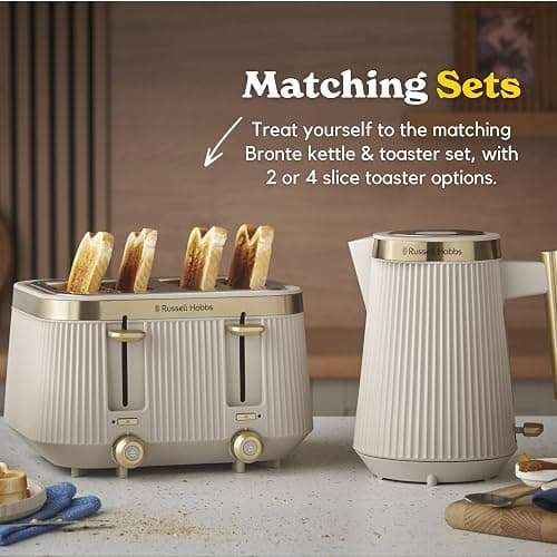 Russell Hobbs Toaster 4 Slice, Brontë Stone Stylish Matte & Chrome Design thumbnail 6