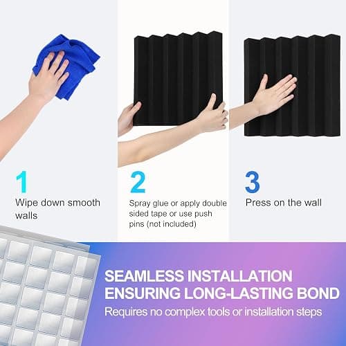 JBER Acoustic Panels Studio Foam Wedges Fireproof Soundproof Padding Wall Panels 2" X 12" X 12" (24 Pack Wedge 2" - Charcoal) thumbnail 5