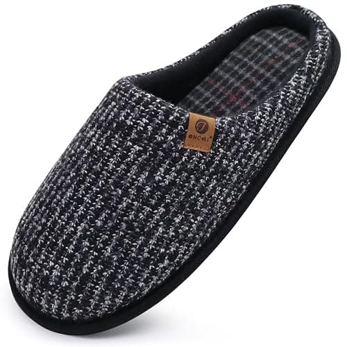 ONCAI Men's House Slippers Memory Foam Slip-On Warm Cozy Scuff Home Bedroom Shoes with Indoor/Outdoor Rubber Soles US Size 7-15 - Image 1