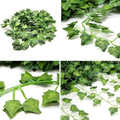 12 Pack Fake Vines for Room Decor Artificial Ivy Garland with Clip Green Flowers Hanging Plants Faux Greenery Leaves Bedroom Aesthetic Decor for Home Garden Wall Wedding - 84FT VINES - 12 thumbnail 5