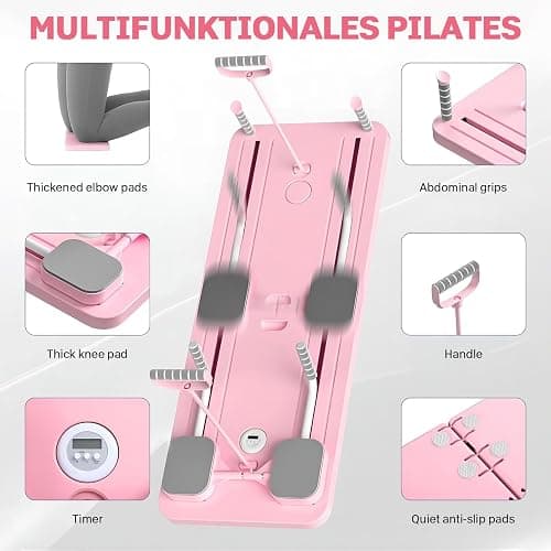 VHV Pilates Reformer Compact, 5 en 1 Pilates Pliable,La roue abdominale push-up rebondit automatiquement Minuterie, Ab Roller Fitness Materiel pour la Maison et la Salle de Sport thumbnail 4