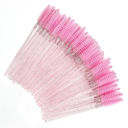 SWKJ 60 PCS Disposable Eyelash Brushes, Spoolies Eyebrow, Crystal-pink | Mascara Wands Applicator Lash Brushes Castor Oil Brush Cosmetic Makeup Tools thumbnail 8