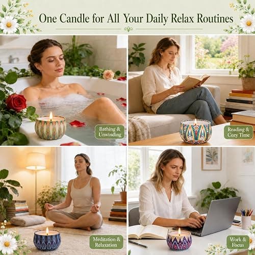 Scented Candles Gift Set for Women, 12 Pack | 100% Natural Soy Wax, 12 Assorted Scents, 300 Hrs Burning Time, Gift-Ready Box for Women, Ideal for Relaxation And Home Décor thumbnail 5