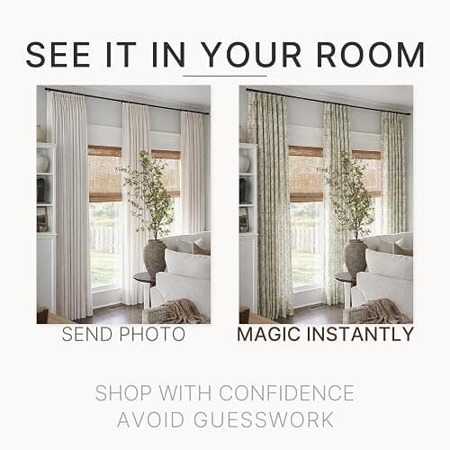 TWOPAGES Pinch Pleated Floral Curtain 90 Inch Long Light Filtering Privacy Drape Linen Textured Printed Curtain for Kitchen Bathroom (Bronze, 40W x 90L Inches, 1 Panel) thumbnail 5