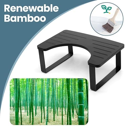 Bathroom Stool,Bamboo Toilet for Bathroom,Toilet Stools,Potty for Pooping,Poop Stool,Toilet Step Toddler,Portable Squatting Pan with Dual Anti Slip Design,Stain,Scratch,CrackProof(Black) thumbnail 5