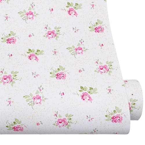 Yifasy 32.8ft Roll Pink Rose Shelf Liner Peel and Stick Wallpaper Revamp Furniture Wall Surface Decor Paper (L-393.7x17.7 Inch) thumbnail 4