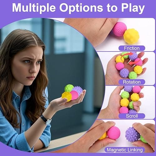 BUSOHA Silicone Fidget Balls - 4 Pack New Fidget Toys Stress Balls for Adults Sensory Stone Travel Toys for Calming,Autism and ADHD,Gifts for Teens thumbnail 5